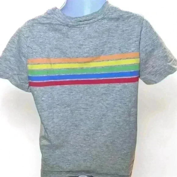 GAP - Gray Rainbow Stripe Short Sleeve Casual Top boys size 4 - Picture 2 of 4